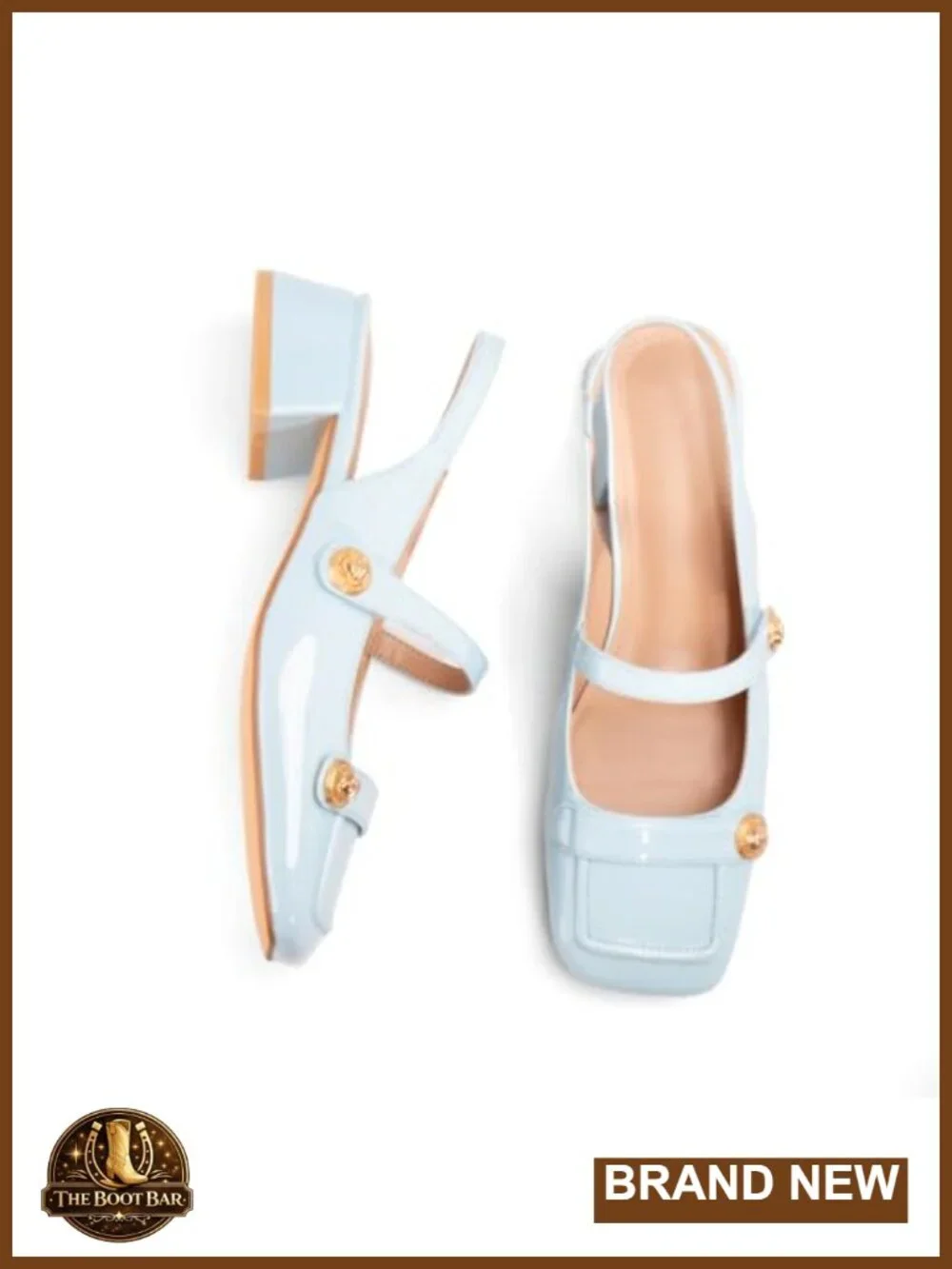 Slingback Mary Jane Heels Low Block Heel Closed Square Toe Pump Shoes